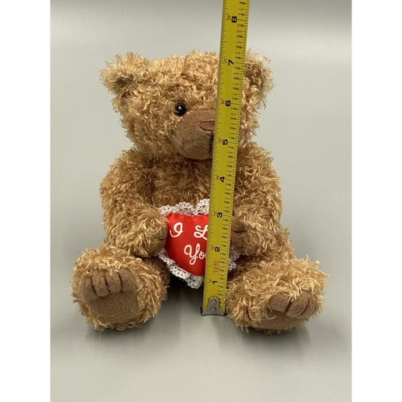 7” Brown Teddy Bear Plush Holding Red I Love You Heart Artistic Toys Promotions - Picture 7 of 8